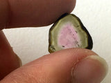 13x13.5mm Rare Watermelon Tourmaline Rough Slice, OOAK Slice For Jewelry