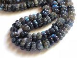 7-10mm Labradorite Melon Beads, Natural Labradorite Hand Carved Melon Beads