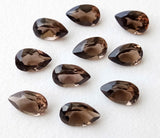 10 Pcs Smoky Quartz Pear Cut Stone, Natural Smoky Quartz Pear Cut Loose Gemstone For Jewelry, Brown Stones (4x6mm To 8x12mm Options)
