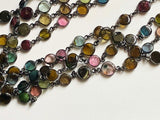 5-6 mm Multi Tourmaline Rosary, Natural Tourmaline Plain Round Connector Chain