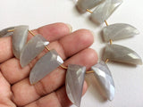 11x22 mm-12x24 mm Gray Moonstone Faceted Horn Shape Bead, Natural Gray Moonstone