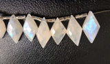 10x20 mm-10x22 mm Rainbow Moonstone Faceted Kite Bead, Natural Rainbow Moonstone