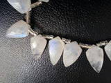 10x19.5 mm Rainbow Moonstone Faceted Shield Bead, Natural Rainbow Moonstone