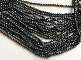 4mm Mystic Black Spinel Micro Faceted Rondelle Beads, 13 Inches Black Spinel