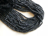 4mm Mystic Black Spinel Micro Faceted Rondelle Beads, 13 Inches Black Spinel