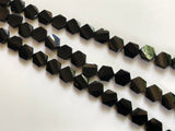 16 mm Black Onyx Faceted Hexagon Beads, Natural Black Onyx Fancy Hexagon Beads