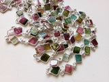 13mm Multi Tourmaline Rosary Chain, Tourmaline Plain Kite Shape Connector Chain