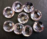 12mm Pink Amethyst Round Double Side Faceted Gemstones, 9 Pcs Natural Faceted