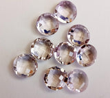 12mm Pink Amethyst Round Double Side Faceted Gemstones, 9 Pcs Natural Faceted