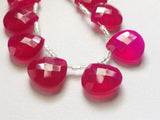 17 mm Hot Pink Chalcedony Faceted Heart Beads, Pink Chalcedony Heart Briolettes