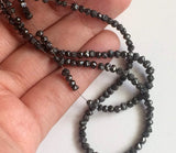 2-3mm Black Diamonds Rondelle For Jewelry, Black Diamond Beads (4IN To 16IN)