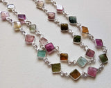 13mm Multi Tourmaline Rosary Chain, Tourmaline Plain Kite Shape Connector Chain