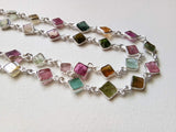 13mm Multi Tourmaline Rosary Chain, Tourmaline Plain Kite Shape Connector Chain