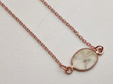 10mm White Gray Diamond Slice Connector Chain, 925 Silver Rose Gold Plated 14 In