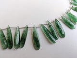 9x20mm-9x35mm Green Strawberry Quartz Plain Pear Bead, Natural Green Strawberry