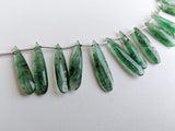 9x20mm-9x35mm Green Strawberry Quartz Plain Pear Bead, Natural Green Strawberry