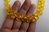 7-9 mm Yellow Chalcedony Faceted Heart Bead, Yellow Chalcedony Heart Briolettes