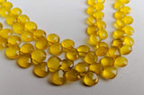 6-7 mm Yellow Chalcedony Faceted Heart Beads, Yellow Chalcedony Heart Briolettes