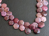 10-13mm Rare Pink Tourmaline Plain Hexagon Shape Beads, Natural Pink Tourmaline