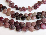 10-13mm Rare Pink Tourmaline Plain Hexagon Shape Beads, Natural Pink Tourmaline