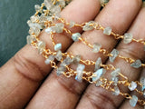 5-7 mm Labradorite Chip Bead 925 Silver Gold Plated Wire Wrapped Rosary Style