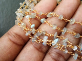 5-7 mm Labradorite Chip Bead 925 Silver Gold Plated Wire Wrapped Rosary Style