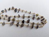 4-5 mm Iolite Chips 925 Silver Gold Wire Wrapped Rosary Style Chain Beaded