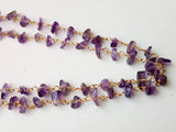 5-7 mm Amethyst Wire Wrapped Chip Beads, Rosary Style Beaded Chain, 925 Silver