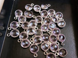 8mm Pink Amethyst Bezel Connector Pink Amethyst 925 Silver Connector Round Both