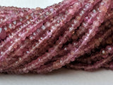 2-3mm Pink Tourmaline Faceted Rondelle Beads, Natural Pink Tourmaline Beads