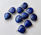 16.5mm Lapis Lazuli Bezel Connectors, 5 Pcs Lapis Lazuli 925 Silver Connectors