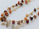 4-8mm Mexican Fire Opal Wire Wrapped Chips Rosary Style Beaded Chain 925 Silver