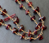 5-10mm Garnet Wire Wrapped Chips, Garnet Rosary Beaded Chain, Chain By The Foot