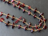 5-10mm Garnet Wire Wrapped Chips, Garnet Rosary Beaded Chain, Chain By The Foot