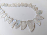 6x12 mm-14x20 mm Rainbow Moonstone Leaf Hand Carved Beads, Natural Moonstone