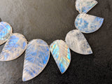 6x12 mm-14x20 mm Rainbow Moonstone Leaf Hand Carved Beads, Natural Moonstone