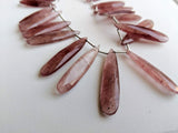 8x20 mm-8x33 mm Strawberry Quartz Faceted Pear Bead, Natural Strawberry Quartz