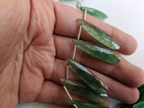 9x20mm-9x35mm Green Strawberry Quartz Plain Pear Bead, Natural Green Strawberry