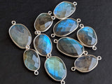 19.5mm-21mm Labradorite Faceted Bezel Connectors, 5Pcs Natural Labradorite Both