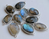 19.5mm-21mm Labradorite Faceted Bezel Connectors, 5Pcs Natural Labradorite Both