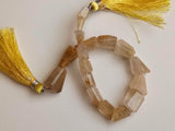 12-18 mm Rutilated Gold Quartz Step Cut Tumbles, Natural Gold Rutile Faceted