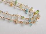 4-8mm Multi Aquamarine Wire Wrapped Chip Bead Aqua Rosary Style Beaded Chain 925