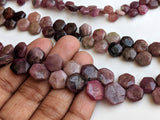 10-13mm Rare Pink Tourmaline Plain Hexagon Shape Beads, Natural Pink Tourmaline