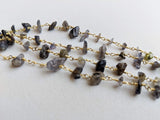 4-5 mm Iolite Chips 925 Silver Gold Wire Wrapped Rosary Style Chain Beaded