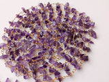 5-7 mm Amethyst Wire Wrapped Chip Beads, Rosary Style Beaded Chain, 925 Silver