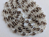 2 mm Smoky Quartz Wire Wrapped Faceted Rondelle Beads, Rosary Style Chain