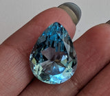 14.9x19.5mm Blue Topaz Pear Cut Stone, Natural Blue Topaz Full Pear Cut Stone, Loose Blue Topaz Pointed Back Stone, Topaz Ring Size