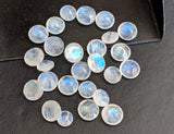 6-7mm Rainbow Moonstone Round Cut Stones, Natural Loose Rainbow Moonstone