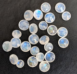 6-7mm Rainbow Moonstone Round Cut Stones, Natural Loose Rainbow Moonstone