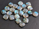 10mm Labradorite Cushion Cut Stones, Natural Labradorite Both Side Faceted